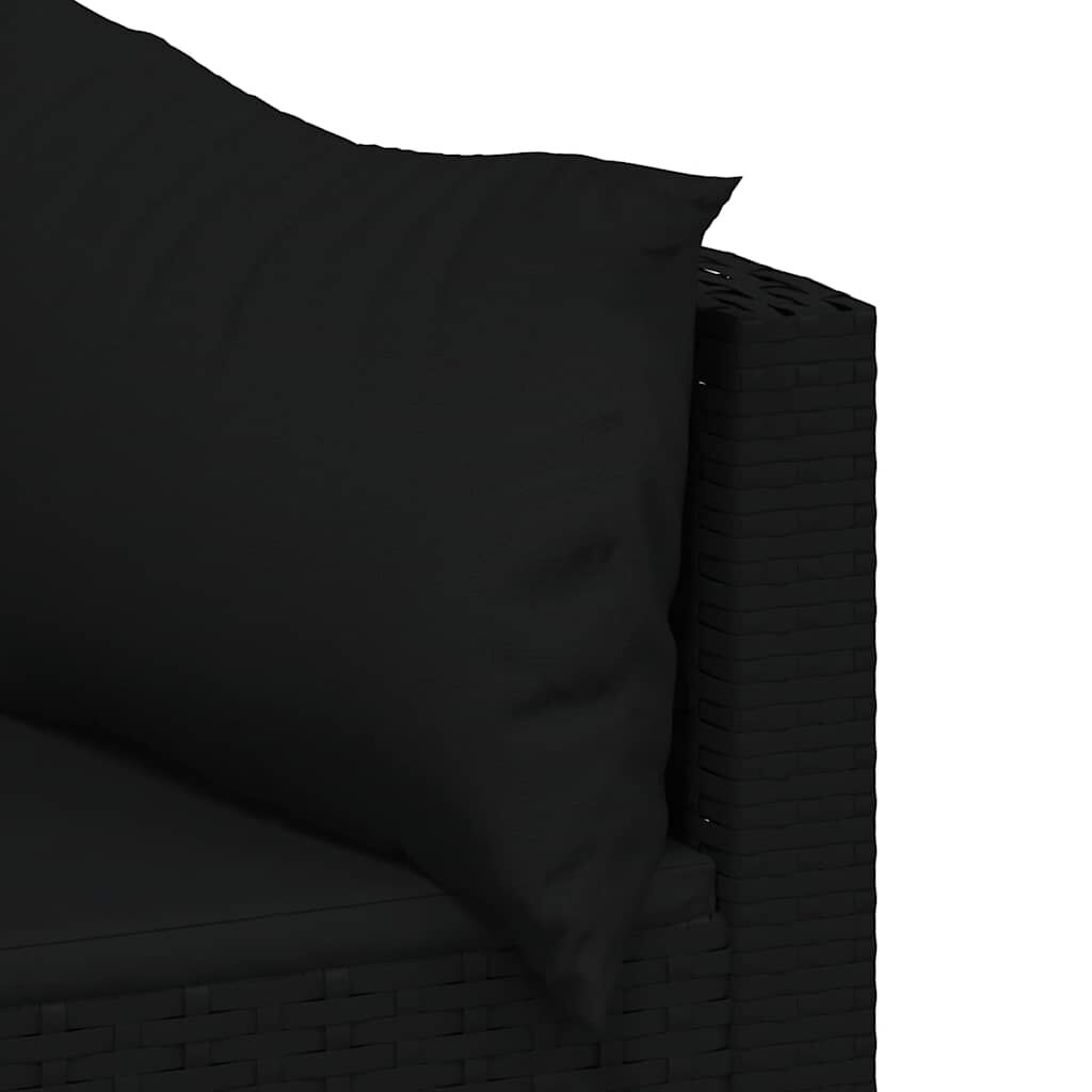 vidaXL Garden Corner Sofas with Cushions 2 pcs Black Poly Rattan