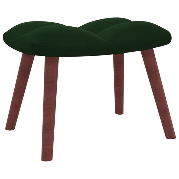vidaXL Relaxing Chair with a Stool Dark Green Velvet