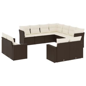 vidaXL 11 Piece Garden Sofa Set with Cushions Brown Poly Rattan