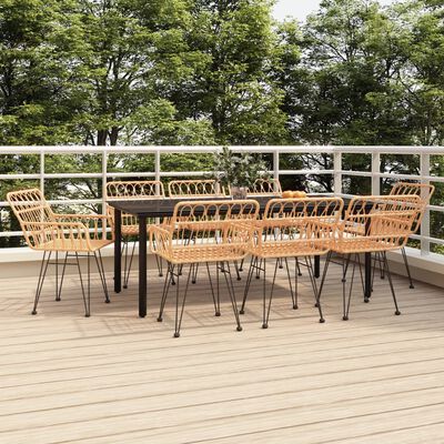 vidaXL 9 Piece Garden Dining Set Poly Rattan