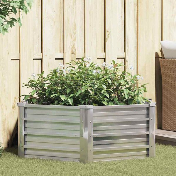 vidaXL Garden Raised Bed 129x45 cm Galvanized Steel Silver