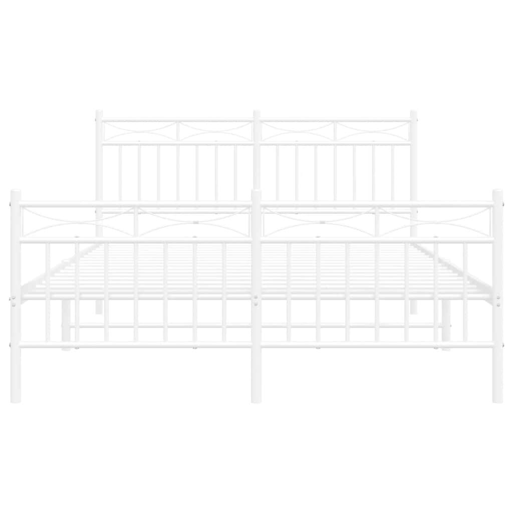 vidaXL Metal Bed Frame without Mattress with Footboard White 135x190cm