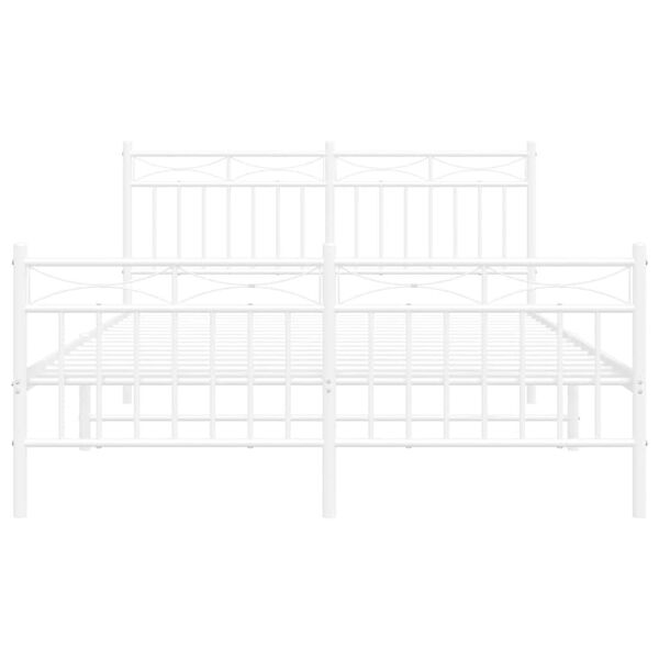 vidaXL Metal Bed Frame without Mattress with Footboard White 135x190cm
