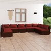 vidaXL 9 Piece Garden Lounge Set with Cushions Poly Rattan Brown