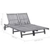 vidaXL 2-Person Garden Sun Lounger with Cushion Grey Solid Acacia Wood