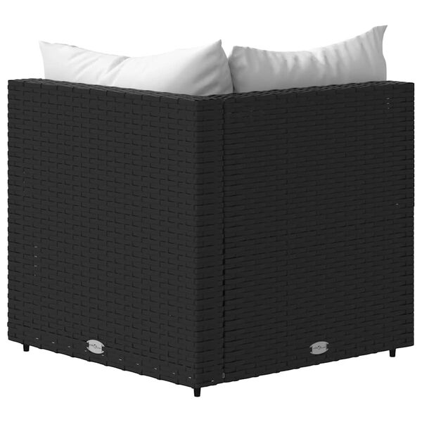 vidaXL Garden Corner Sofas with Cushions 2 pcs Black Poly Rattan