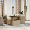 vidaXL 5 Piece Garden Sofa Set with Cushions Beige Poly Rattan