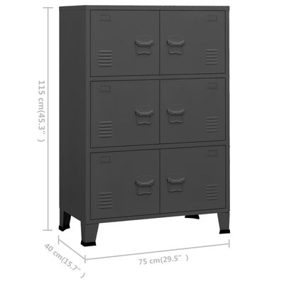 vidaXL Industrial Storage Chest Anthracite 75x40x115 cm Metal