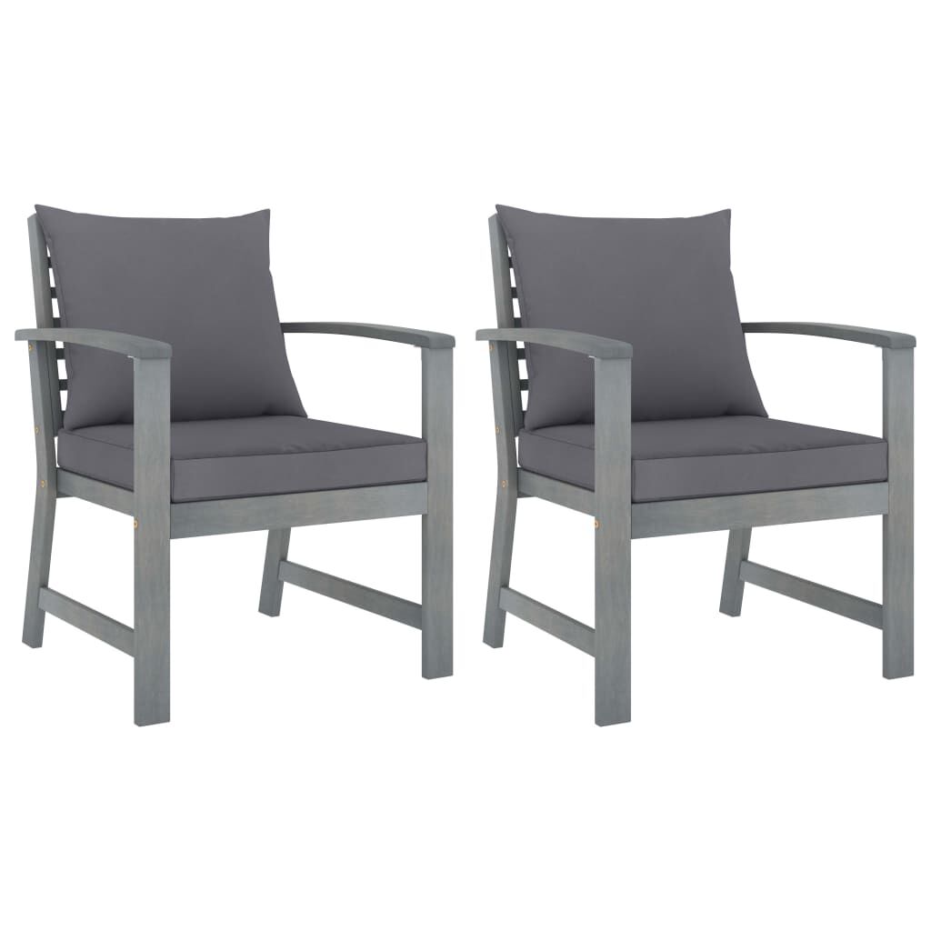 vidaXL Garden Chairs 2 pcs with Dark Grey Cushions Solid Acacia Wood
