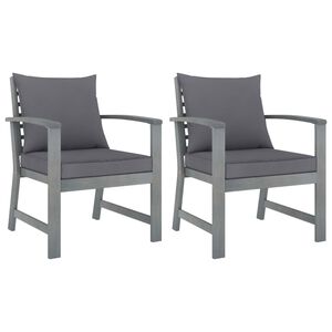 vidaXL Garden Chairs 2 pcs with Dark Grey Cushions Solid Acacia Wood