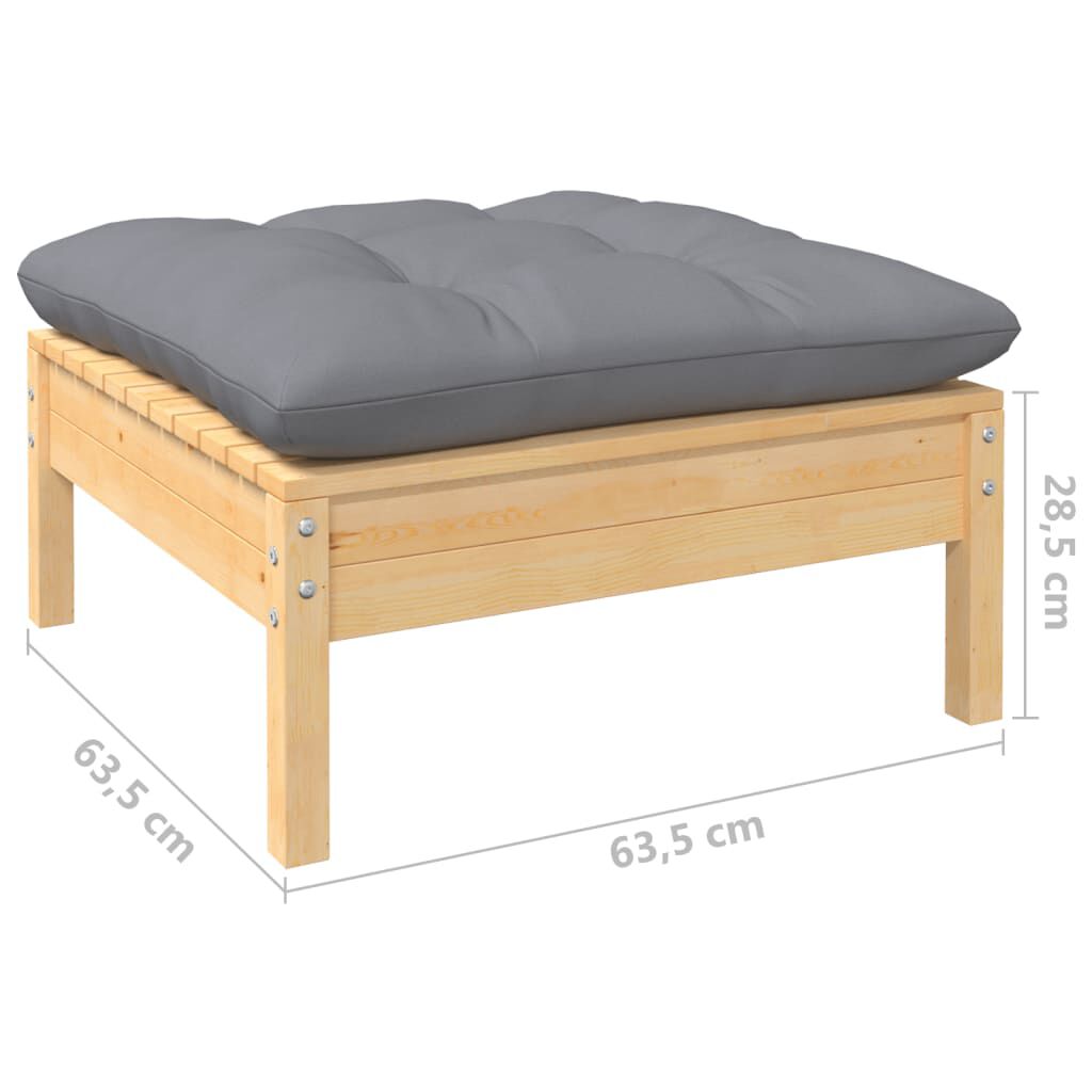 vidaXL 9 Piece Garden Lounge Set with Grey Cushions Solid Pinewood
