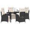 vidaXL Garden Dining Set with Cushion 5 pcs Black Poly Rattan