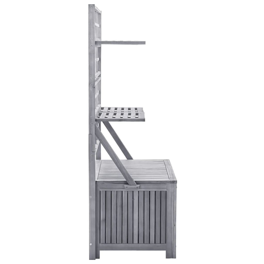 vidaXL Storage Box with Trellis Grey 99x55x160 cm Solid Acacia Wood