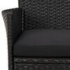 vidaXL 3 Piece Garden Bistro Set with Cushions Black Poly Rattan