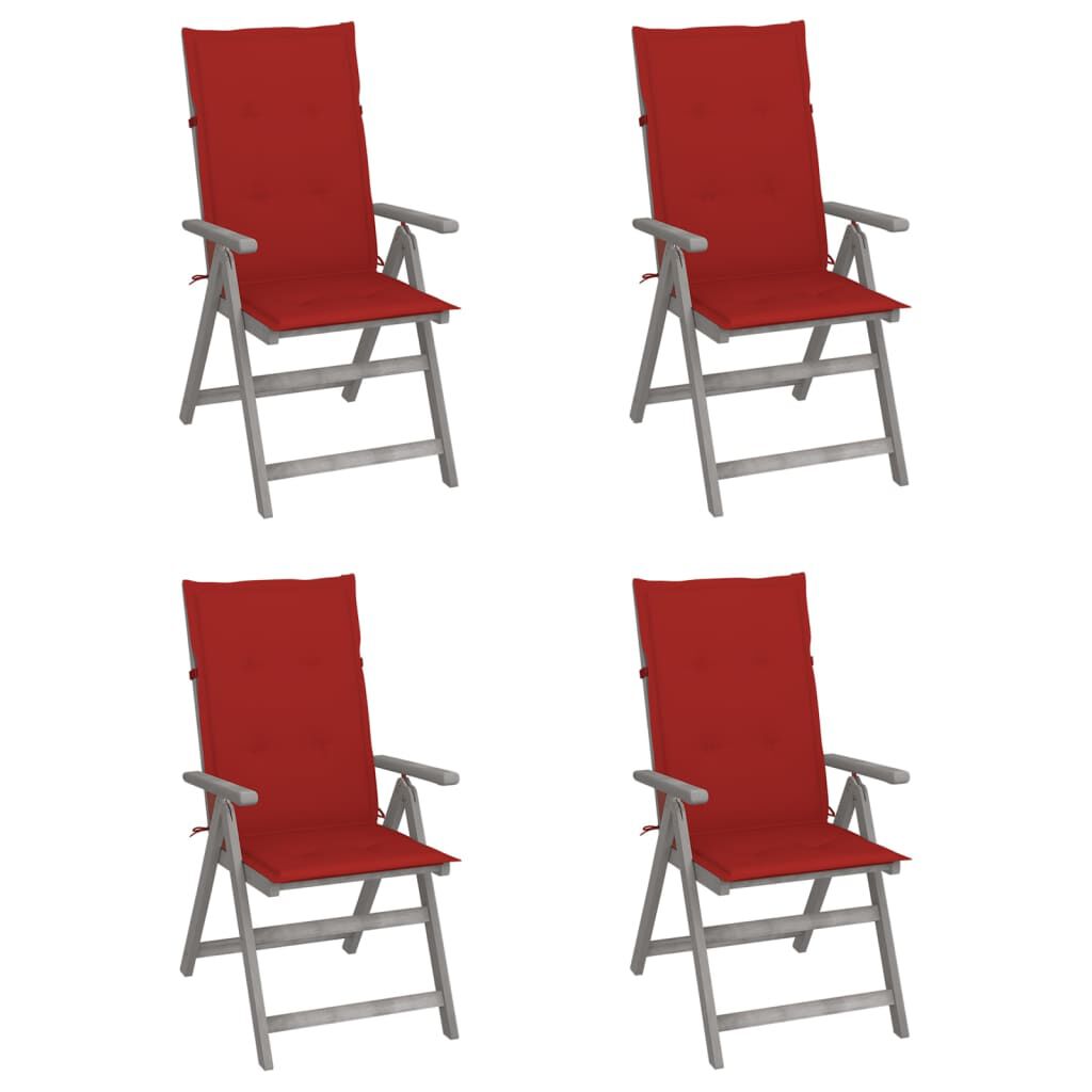 vidaXL Garden Reclining Chairs 4 pcs with Cushions Solid Wood Acacia