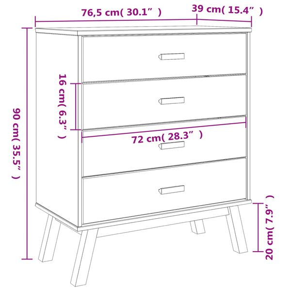 vidaXL Drawer Cabinet OLDEN Brown Solid Wood Pine