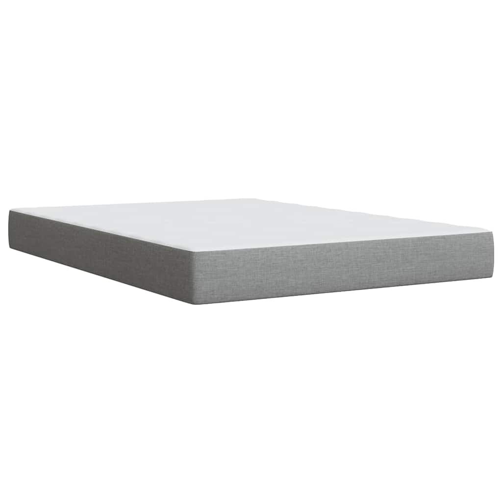 vidaXL Box Spring Bed with Mattress Light Grey Queen Fabric