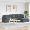 vidaXL Modular Sofa with Footstool&Cushions Velvet Dark Grey
