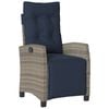 vidaXL Reclining Garden Chair with Footrest Grey Poly Rattan