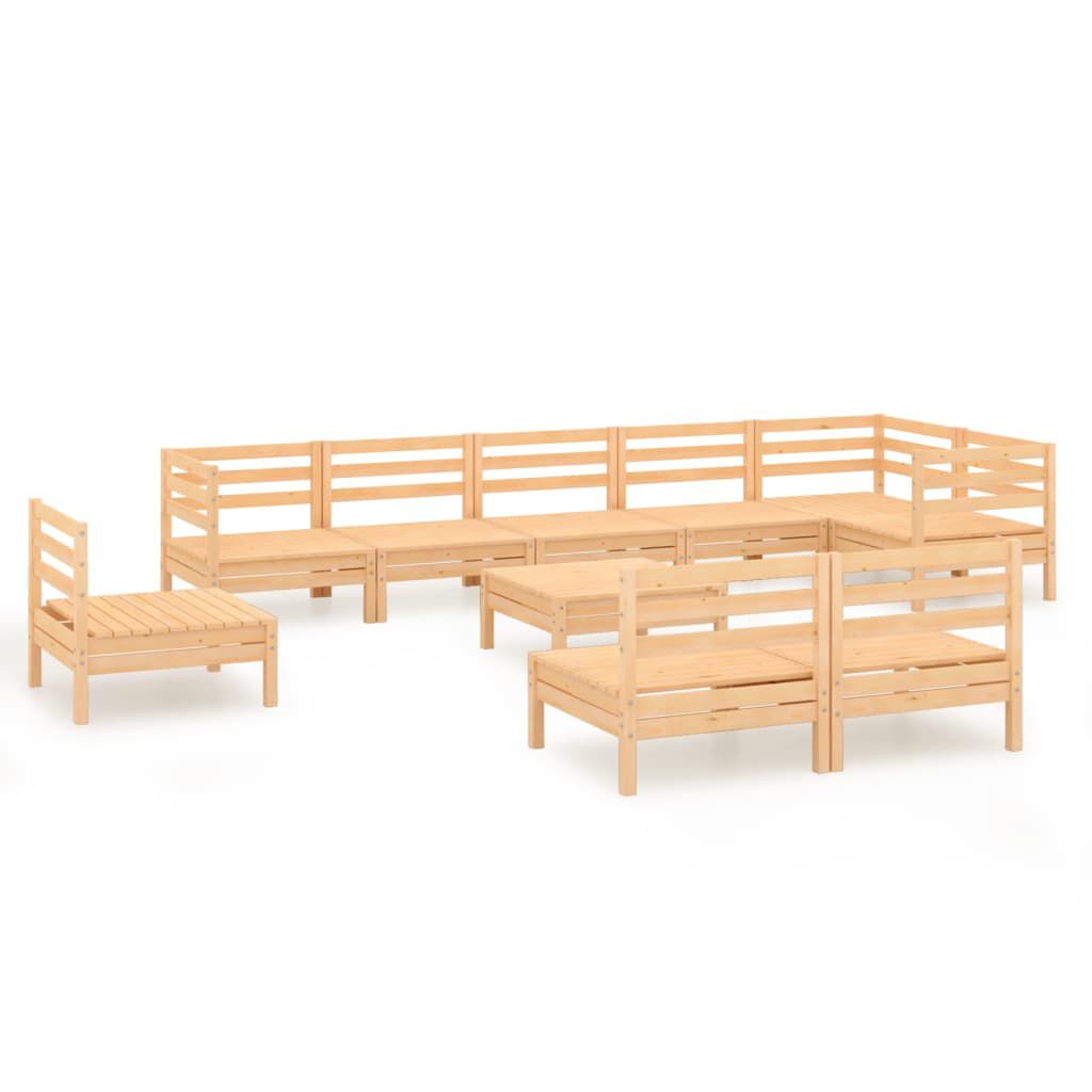 vidaXL 10 Piece Garden Lounge Set Solid Wood Pine