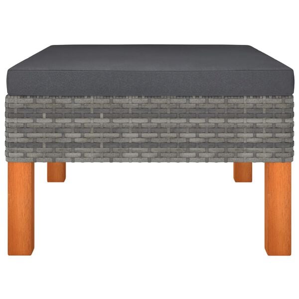 vidaXL 6 Piece Garden Lounge Set Poly Rattan and Eucalyptus Wood Grey