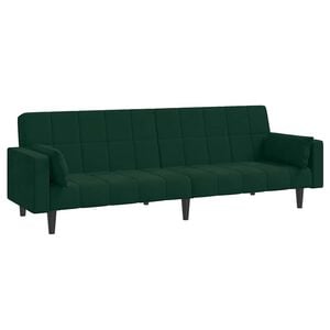 vidaXL 2-Seater Sofa Bed with Two Pillows Dark Green Velvet