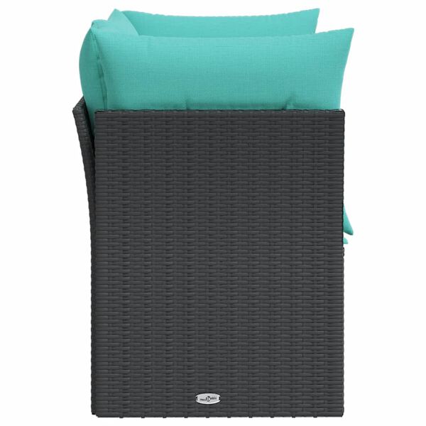 vidaXL Garden Sofa with Cushions 2-Seater Black Poly Rattan