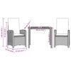 vidaXL 3 Piece Garden Dining Set with Cushions Grey Poly Rattan