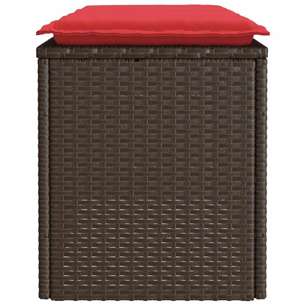 vidaXL Garden Bench with Cushion Brown 110x40x44 cm Poly Rattan