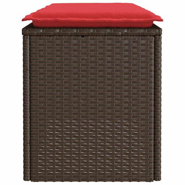 vidaXL Garden Bench with Cushion Brown 110x40x44 cm Poly Rattan