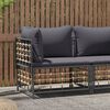 vidaXL Garden Corner Sofa with Dark Grey Cushions Poly Rattan
