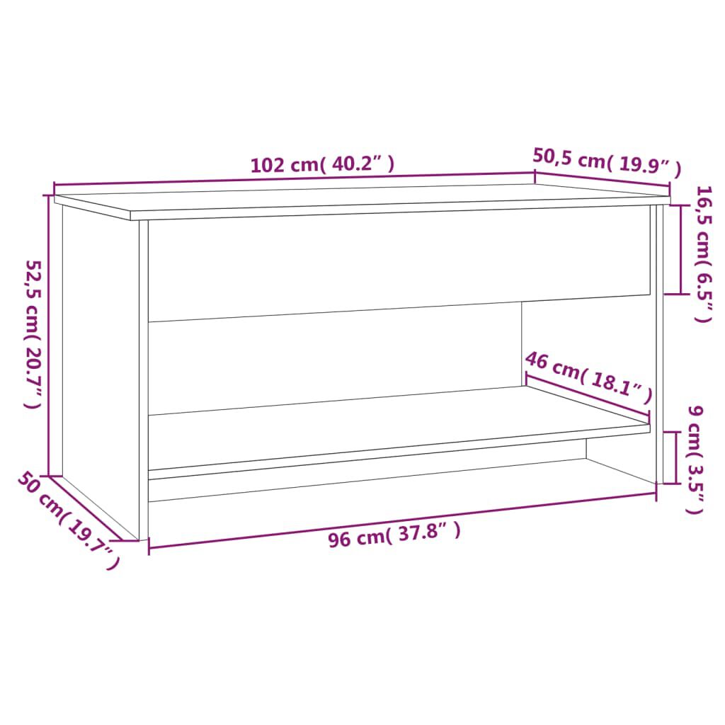 vidaXL Coffee Table High Gloss White 102x50x52,5 cm Engineered Wood
