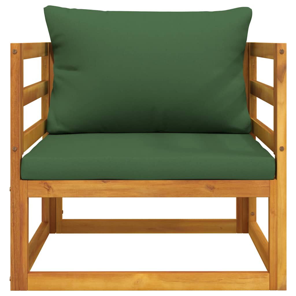 vidaXL Garden Chair with Green Cushions Solid Wood Acacia