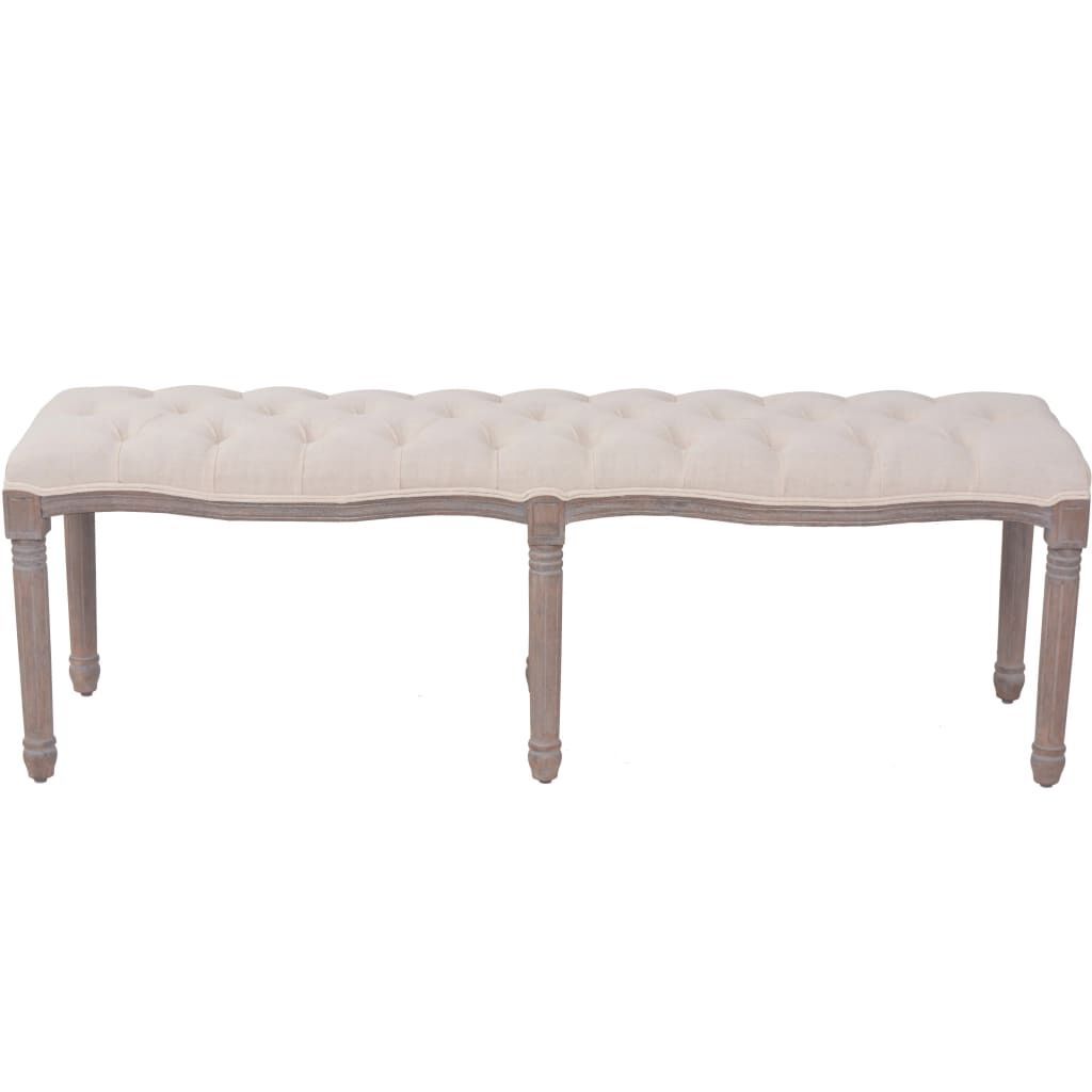 vidaXL Bench Linen Solid Wood 150x40x48 cm Cream White