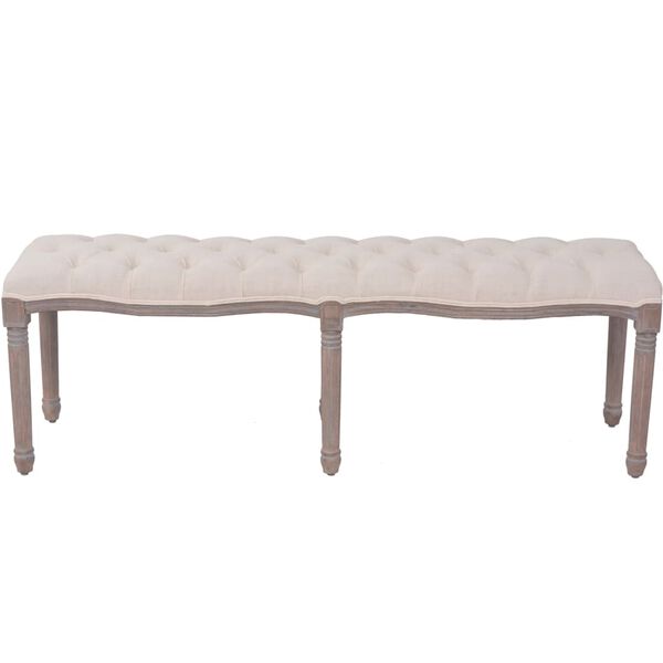 vidaXL Bench Linen Solid Wood 150x40x48 cm Cream White