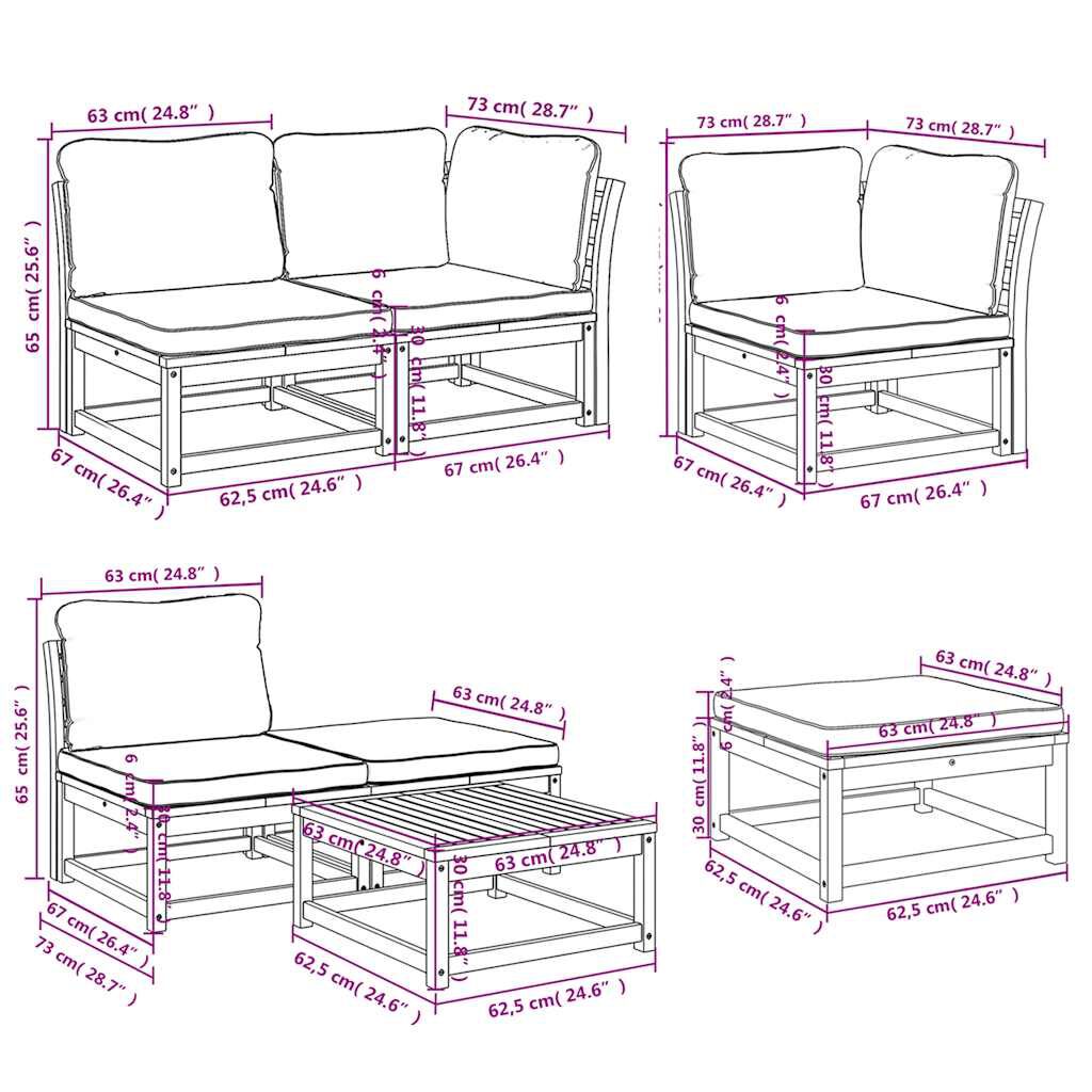 vidaXL 7 Piece Garden Lounge Set with Cushions Solid Wood Acacia