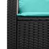 vidaXL Garden Sofa 3-Seater with Cushions&Table Black Poly Rattan