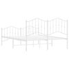 vidaXL Metal Bed Frame without Mattress with Footboard White 135x190cm