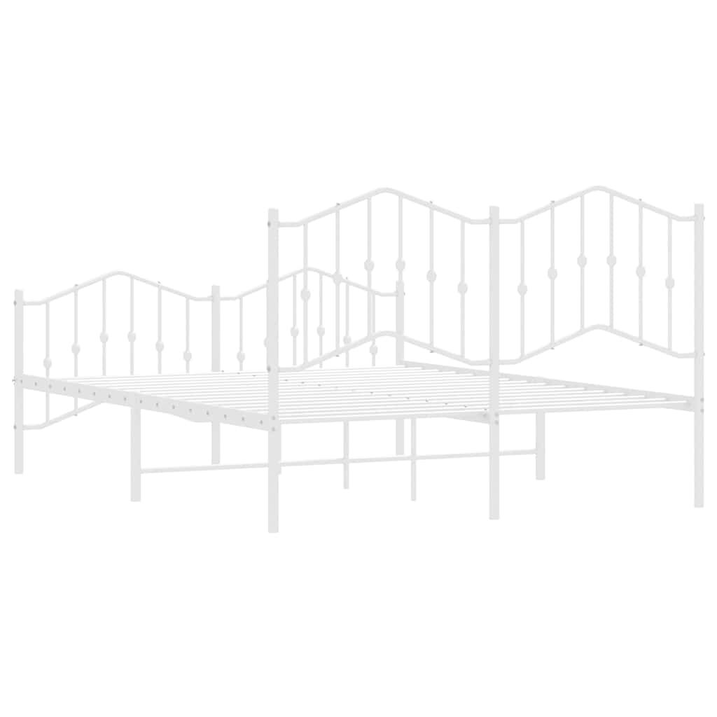 vidaXL Metal Bed Frame without Mattress with Footboard White 135x190cm