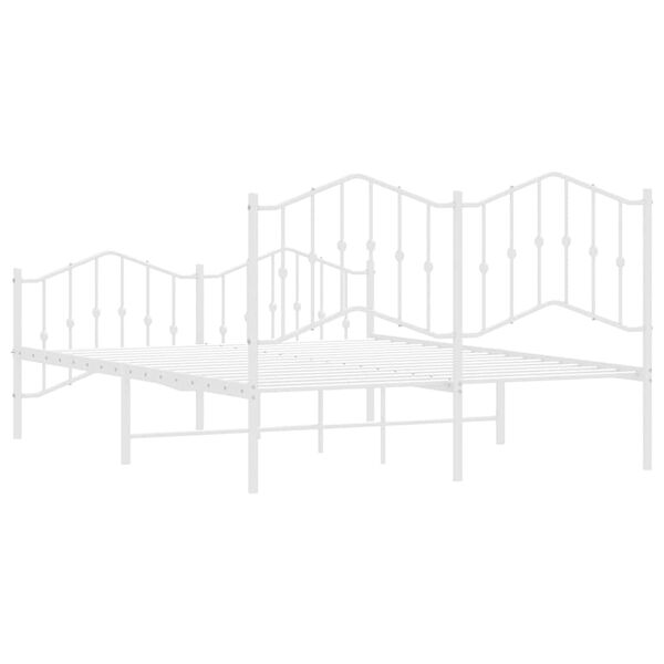 vidaXL Metal Bed Frame without Mattress with Footboard White 135x190cm