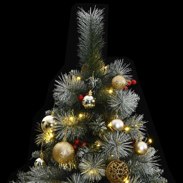 vidaXL Artificial Hinged Christmas Tree 300 LEDs & Ball Set 210 cm