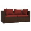 vidaXL 3 Piece Garden Lounge Set with Cushions Brown Poly Rattan