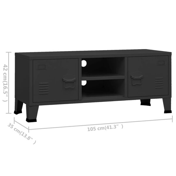 vidaXL Industrial TV Cabinet Black 105x35x42 cm Metal