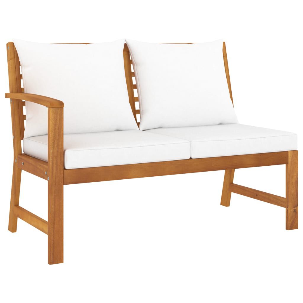 vidaXL Garden Bench 114.5 cm with Cream Cushion Solid Acacia Wood