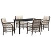 vidaXL Garden Dining Set with Cushion 5 pcs Brown Poly Rattan