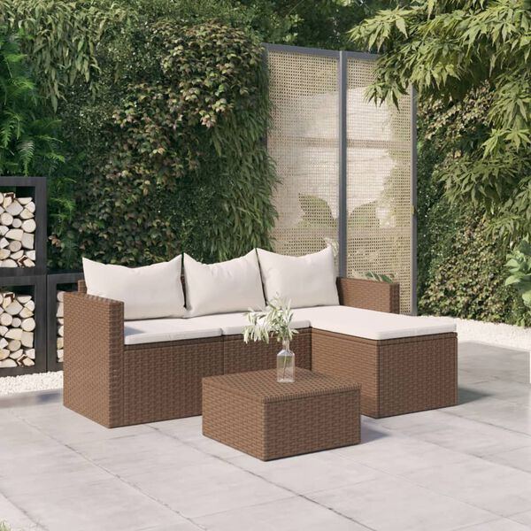 vidaXL Garden Lounge Set Brown Poly Rattan