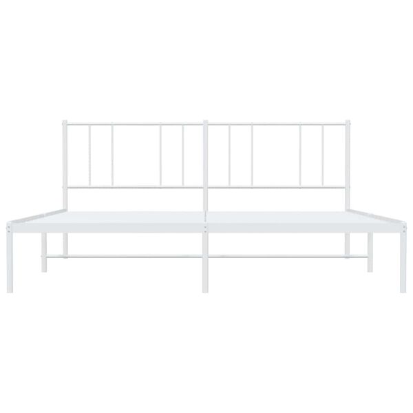 vidaXL Metal Bed Frame without Mattress with Headboard White 193x203cm