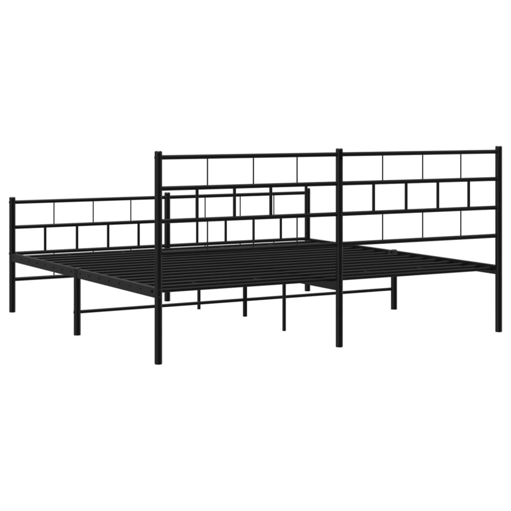 vidaXL Metal Bed Frame without Mattress with Footboard Black 183x213cm