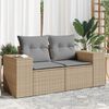 vidaXL Garden Sofa with Cushions 2-Seater Beige Poly Rattan