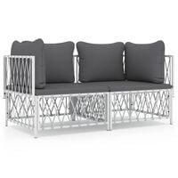 vidaXL 2 Piece Garden Lounge Set with Cushions White Steel